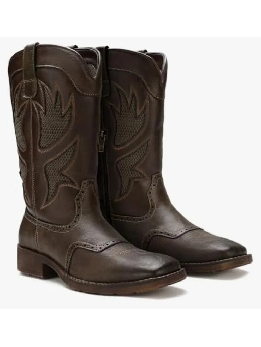 TruVeld Square Toe Western Cowboy Boots in brown Men's Size 12 NIB